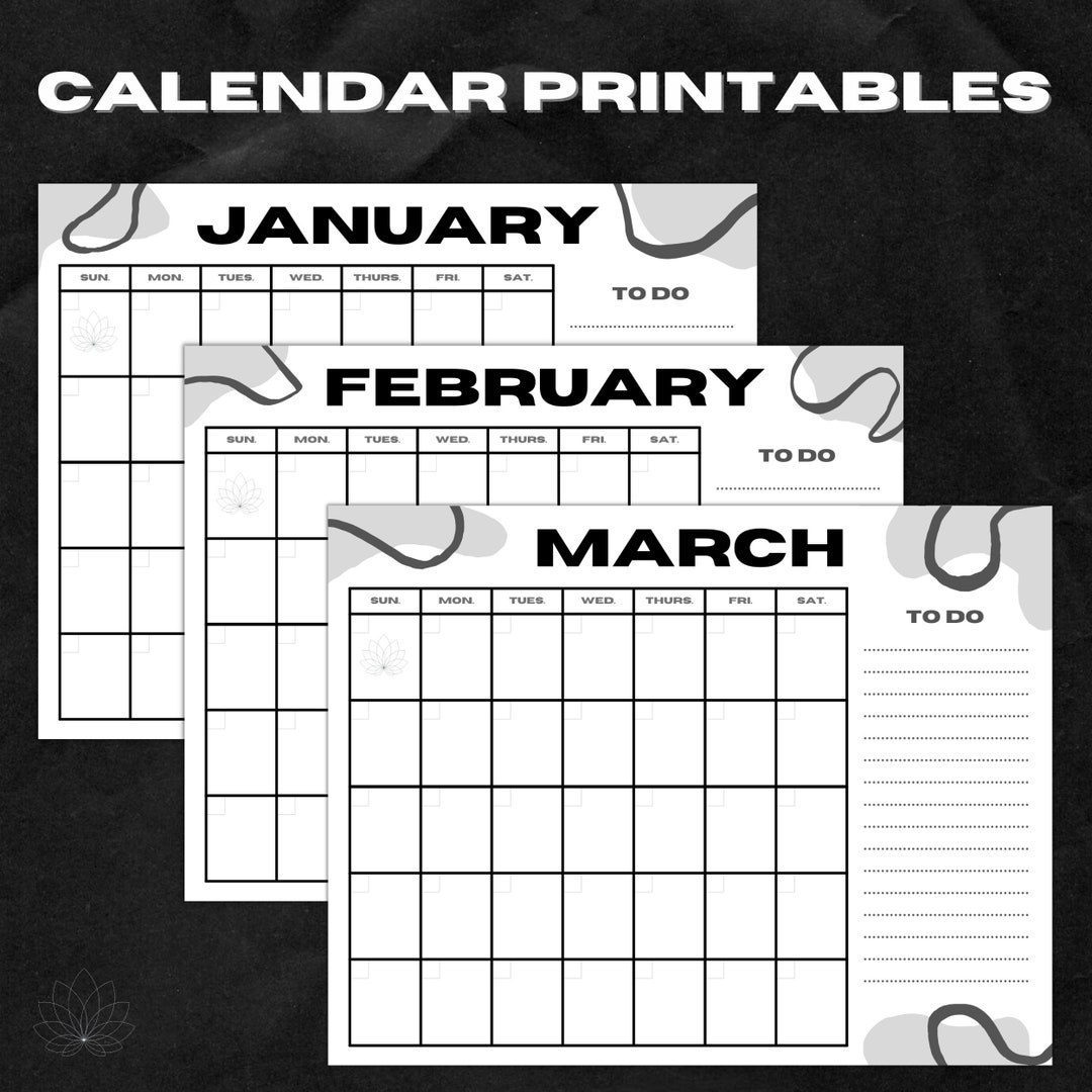 Printable Blank Date Calendar Horizontal 8.5 X - Etsy