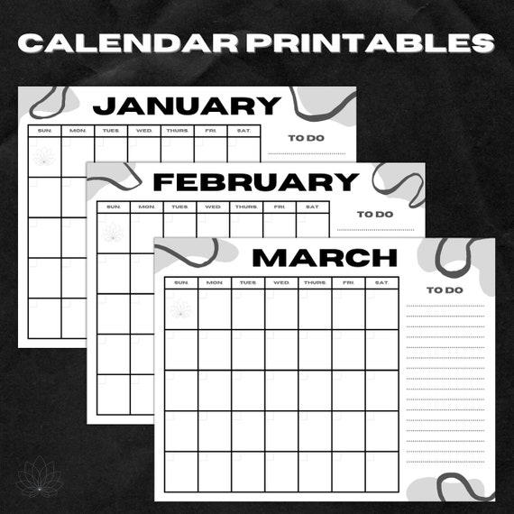 Printable Blank Date Calendar Horizontal 8.5 X | Etsy