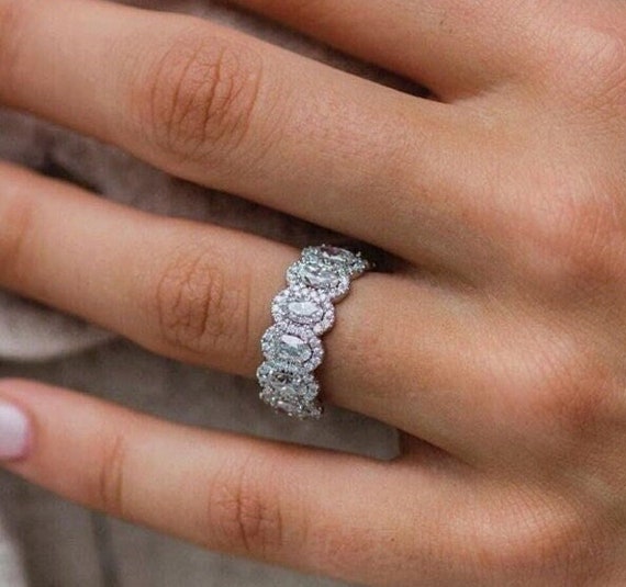 Oval halo cheap eternity band