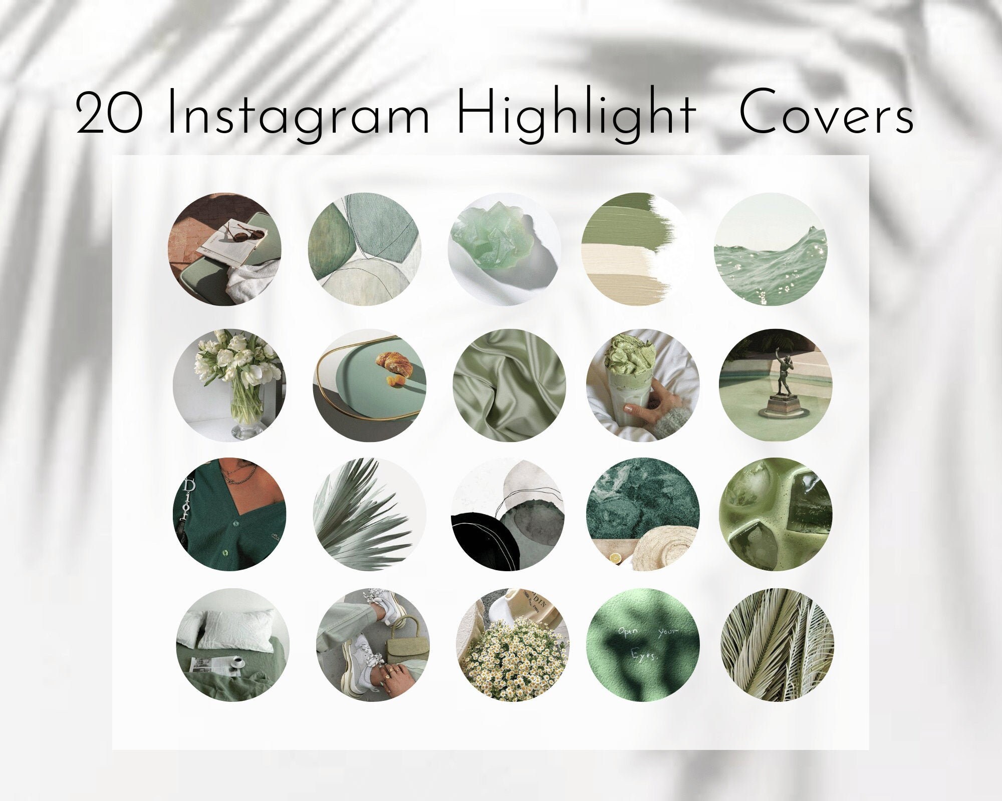 Green Highlights Aesthetic Icons Instagram Highlight Cover | Etsy