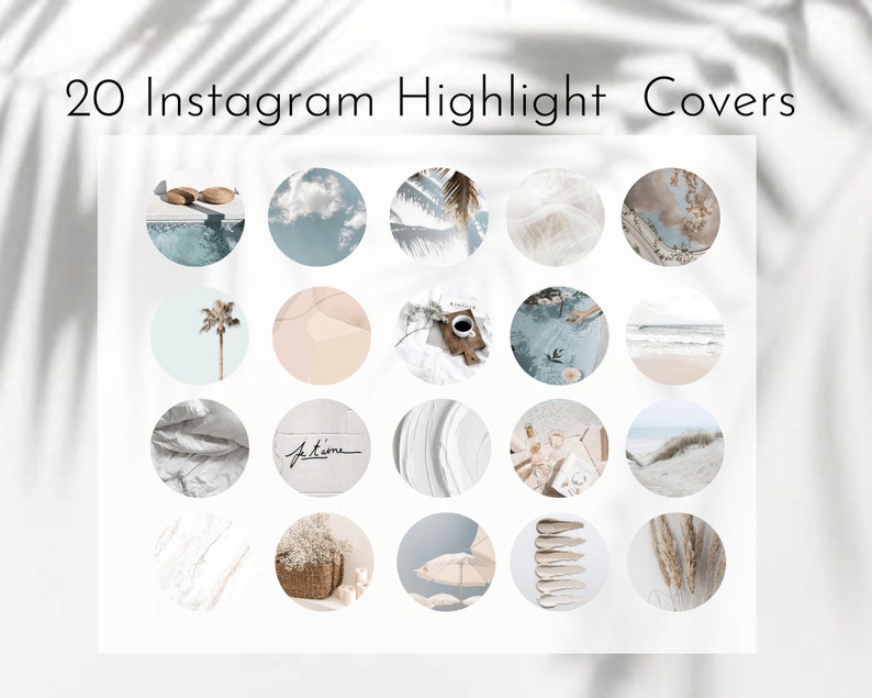 20 Blue Highlight Covers Blue Aesthetic Icons Neutral Etsy