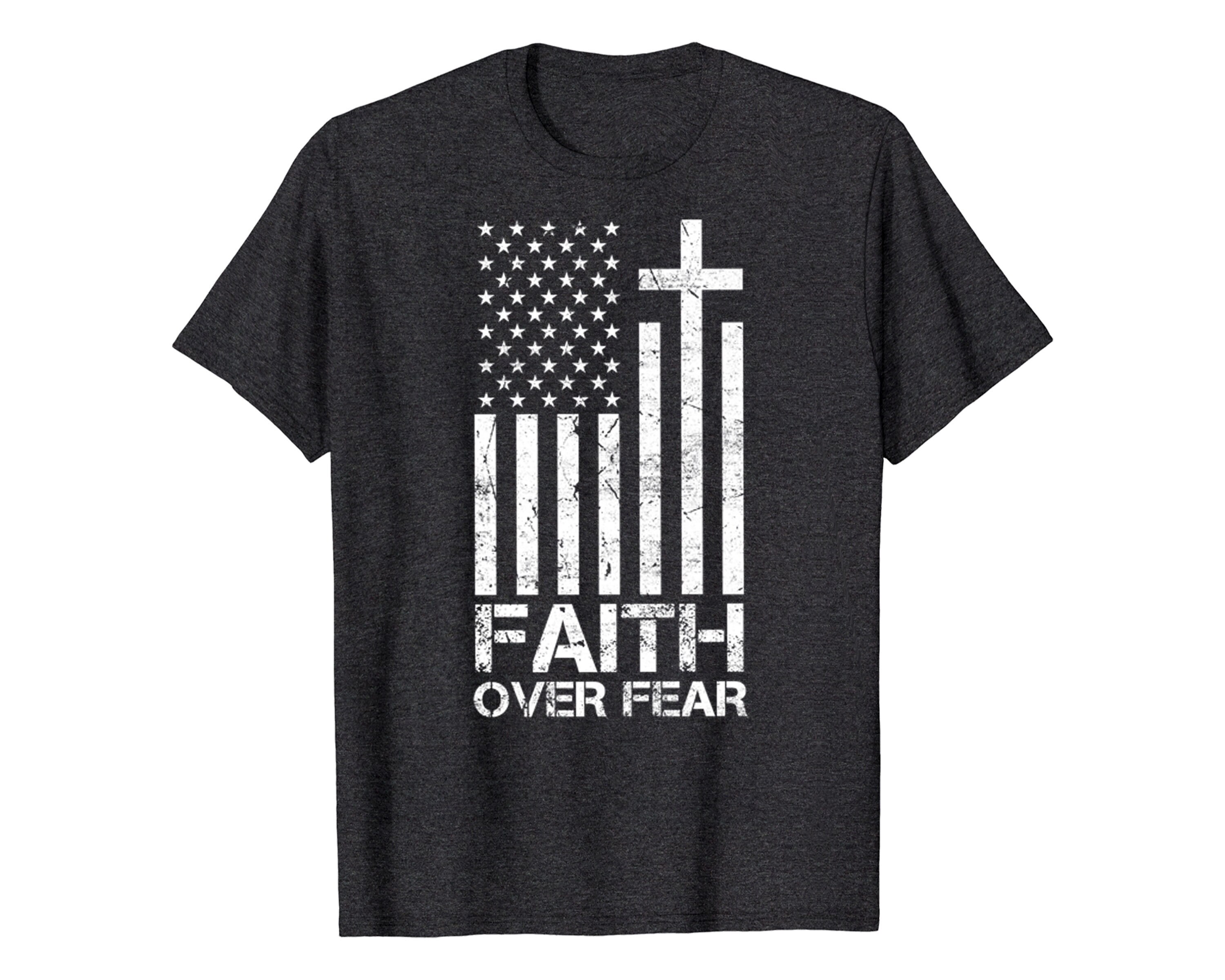 Faith Over Fear American USA Flag Shirt Christian Cross Jesus | Etsy