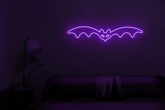 Bat Neon Sign Halloween D cor Neon Bat Light LED Bat Shape Neon Signs Kids Bedroom Wall D cor Halloween Gift Halloween Party Gifts