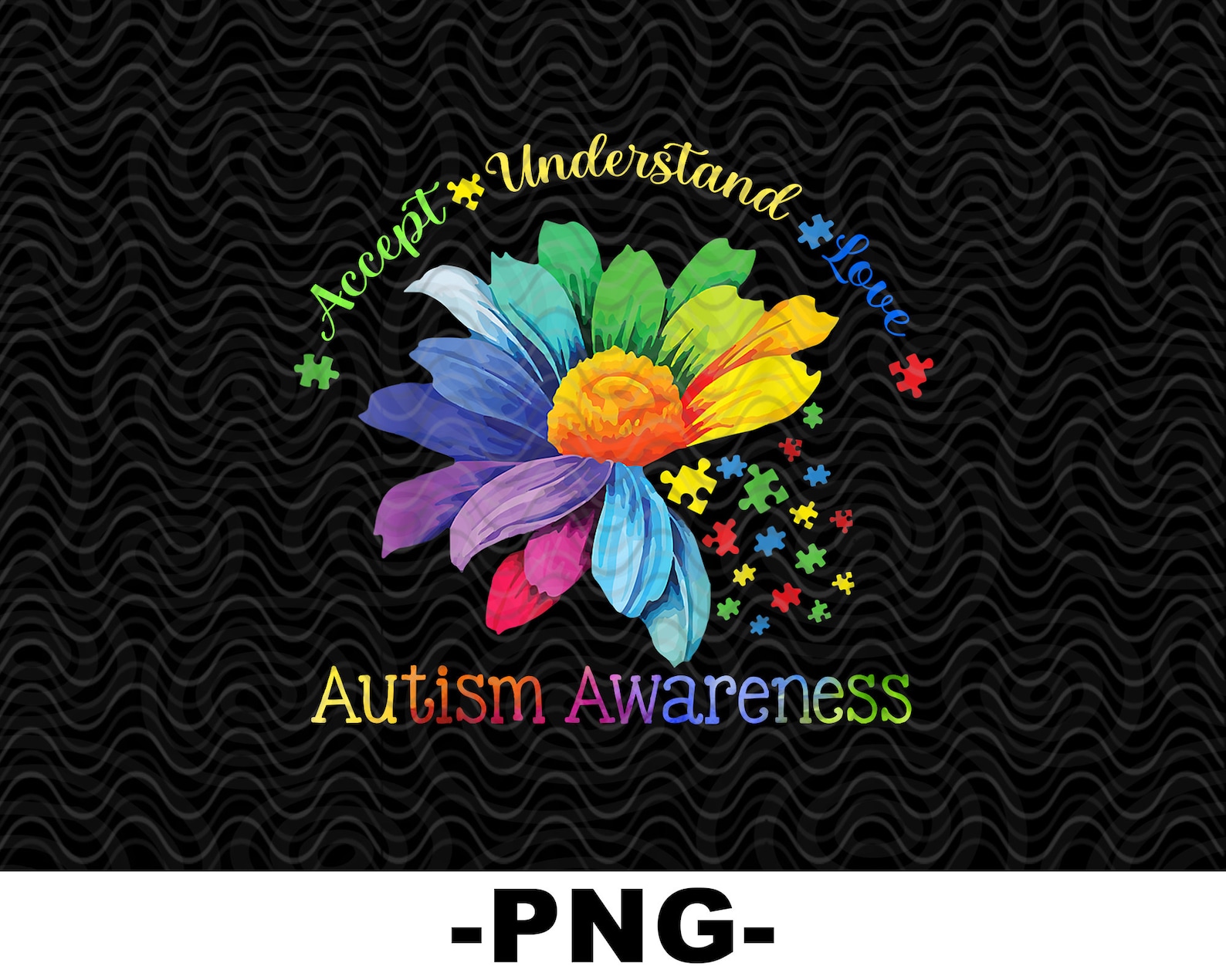 Accept Understand Love png Autism Flower Png Blue Autism Etsy