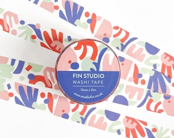 Fin Studio Design Washi Tape -Patterned washi tape / bullet journal washi tape / Tulips