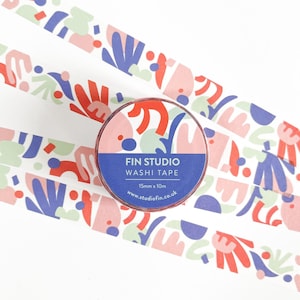Fin Studio Design Washi Tape -Patterned washi tape / bullet journal washi tape / Tulips