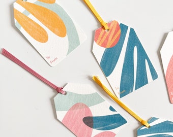 Etichette regalo con motivi / Etichetta regalo / Etichette regalo colorate / Set di etichette regalo uniche