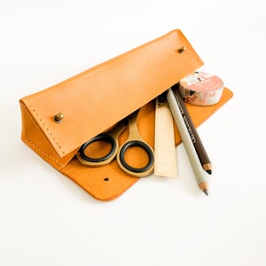 Buttero Leather Triangle Pen-Pencil & Brush Case / Minimalist Design Pencil Case image 9