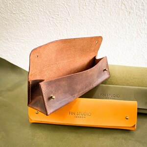 Buttero Leather Triangle Pen-Pencil & Brush Case / Minimalist Design Pencil Case image 8