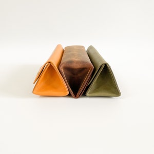 Buttero Leather Triangle Pen-Pencil & Brush Case / Minimalist Design Pencil Case image 3