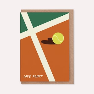 Love Point, Card For Tennis Lovers, Tennis Themed Greetings Card, Sending Love Greetings Card