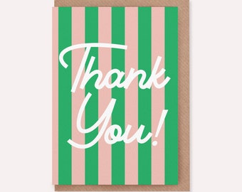 Thank You Card, Thinking Of You Greetings Card \ Striped Colors \ Typographic Card