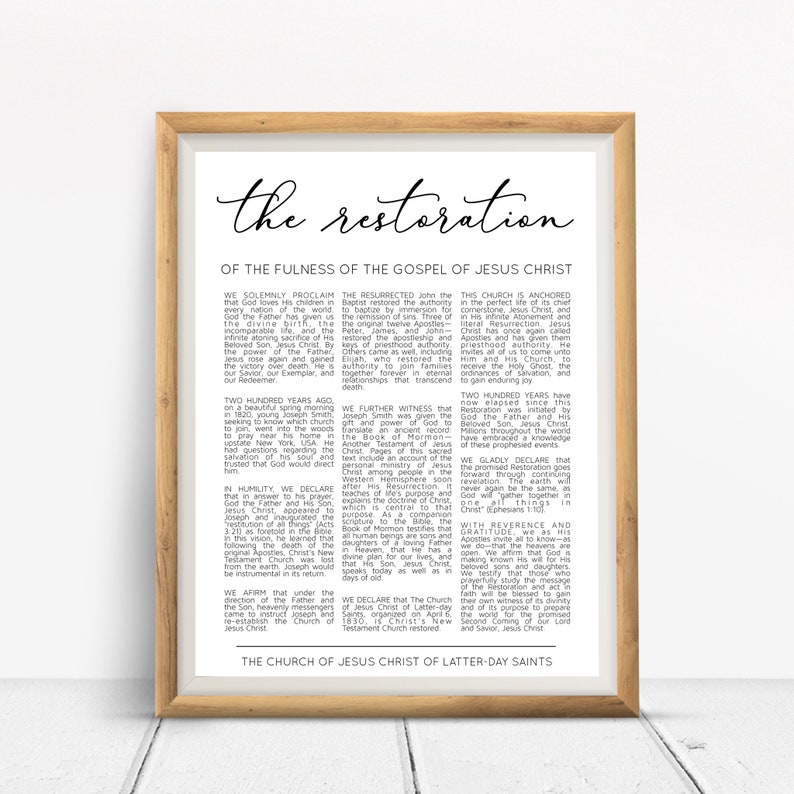 The Restoration Proclamation Digital Download, the Restoration of the Fulness of the Gospel of ...