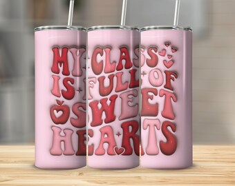 Teacher Valentine&#39;s Day Cup | Teacher Gifts | 20 oz Valentine Tumbler | Gifts For Her | Straw & Lid Included | NEXT DAY Shipping