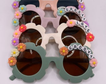 Two Groovy Sunglasses | Groovy Party Favors | Sunflower Shades | Personalized Sun Glasses | One Groovy Baby | Flower Girl | Sunnies for Kids