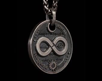 Collar con moneda de plata de ley: colgante con inicial personalizado, hecho a mano