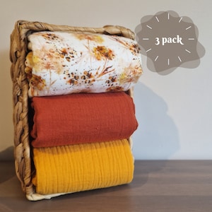 Juego de 3 cambiadores impermeables de muselina de gasa doble, cambiadores de viaje, cambiadores de pañales, cambiadores portátiles