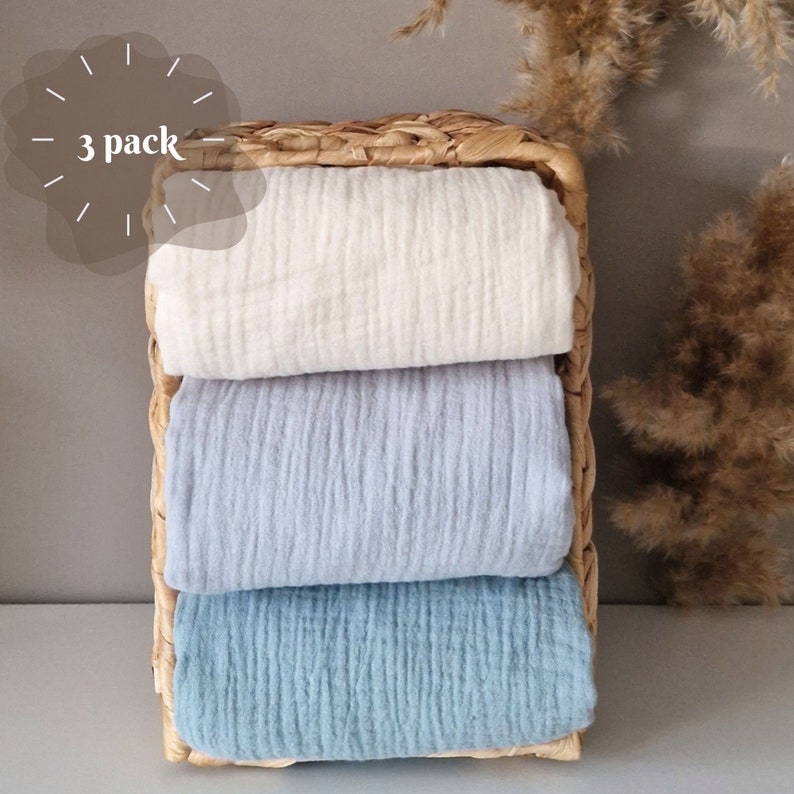 Set of 3 Waterproof change pad Double Gauze Muslin travel changing mat, Diaper changing mat, portable changing mat image 7