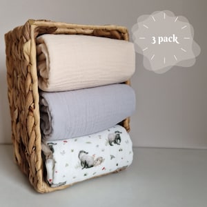Juego de 3 cambiadores impermeables de muselina de gasa doble, cambiadores de viaje, cambiadores de pañales, cambiadores portátiles