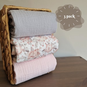 Juego de 3 cambiadores impermeables de muselina de gasa doble, cambiadores de viaje, cambiadores de pañales, cambiadores portátiles