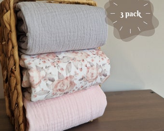 Set of 3 Waterproof change pad Double Gauze Muslin  travel changing mat, Diaper changing mat, portable changing mat