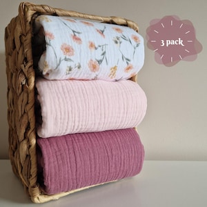 Juego de 3 cambiadores impermeables de muselina de gasa doble, cambiadores de viaje, cambiadores de pañales, cambiadores portátiles