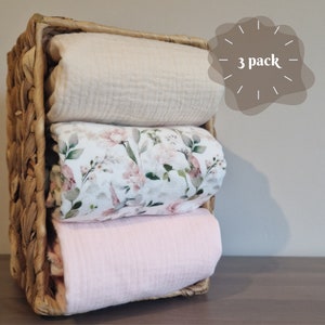 Juego de 3 cambiadores impermeables de muselina de gasa doble, cambiadores de viaje, cambiadores de pañales, cambiadores portátiles