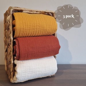 Juego de 3 cambiadores impermeables de muselina de gasa doble, cambiadores de viaje, cambiadores de pañales, cambiadores portátiles