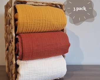 Set van 3 waterdicht verschoningskussen Double Gauze Mousseline reisaankleedkussen, luieraankleedkussen, draagbaar aankleedkussen