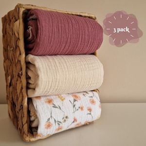 Juego de 3 cambiadores impermeables de muselina de gasa doble, cambiadores de viaje, cambiadores de pañales, cambiadores portátiles
