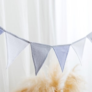Striscione blu, bandiere in cotone per la cameretta dei bambini, decorazione da parete fatta a mano.
