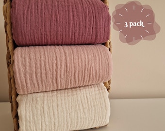 Set van 3 waterdicht verschoningskussen Double Gauze Mousseline reisaankleedkussen, luieraankleedkussen, draagbaar aankleedkussen