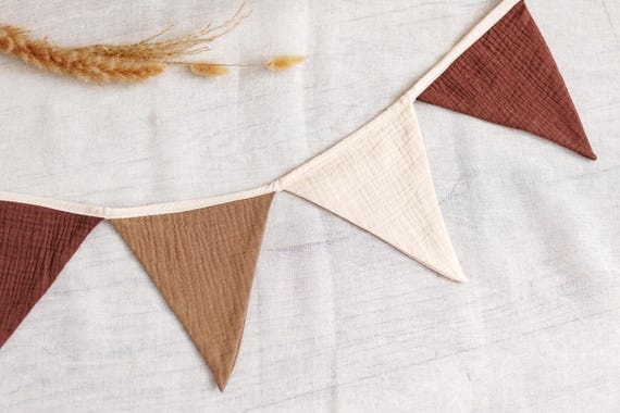 Neutral bunting triangle flags Soft muslin decor for party Room decoration