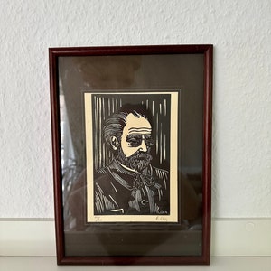 Signed Vintage Lithograph/Print - A. Gain - 100/300 with Frame | Hand-Signed Print | Black-and-White Litho | Vintage Art Print