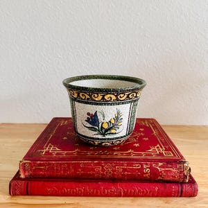 Hand-Painted Vintage Planter by Ruscha, West Germany | Artistic Mid-Century Cachepot from the 1950s | Collectible Hand-Painted Ceramic