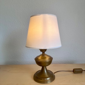 Authentic Vintage Brass Table Lamp with Beautiful Patina / Mid-Century Table Lamp / Brass Lamp with Shade / Decorative Table Lamp /