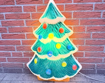 Vintage Christmas Blow Mold Tree 1980s 1990s Lighted Xmas Tree Retro Outdoor Holiday Decor Millennial Christmas