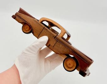Vintage Wooden Cadillac Model Car Cuba Handmade Classic Car Decor
