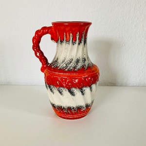 Vintage West German Vase by Carstens Tönnieshof | Original Retro WGP Vase from the 1960s | Orange and White Mid Century Vase |