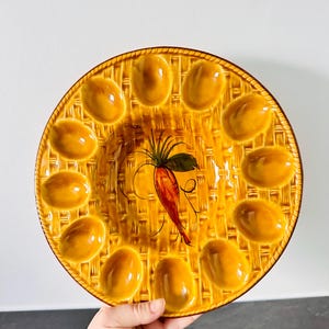 Large Vintage Egg Platter Made in Italy | Retro Egg Plate from the 1960s for 12 Eggs | Vintage Easter Plate | Easter Table Decor