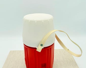 Retro Thermos Bottle 1970s Vintage Orange-White Iconic Mid-Century Flask Practical Warmer Thermos for Soup Tea Coffee
