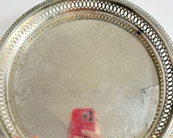 Silver-Plated Tray with Floral Design Classic Small Serving Tray Vintage Silver Tray English Country Style Retro Table Decor