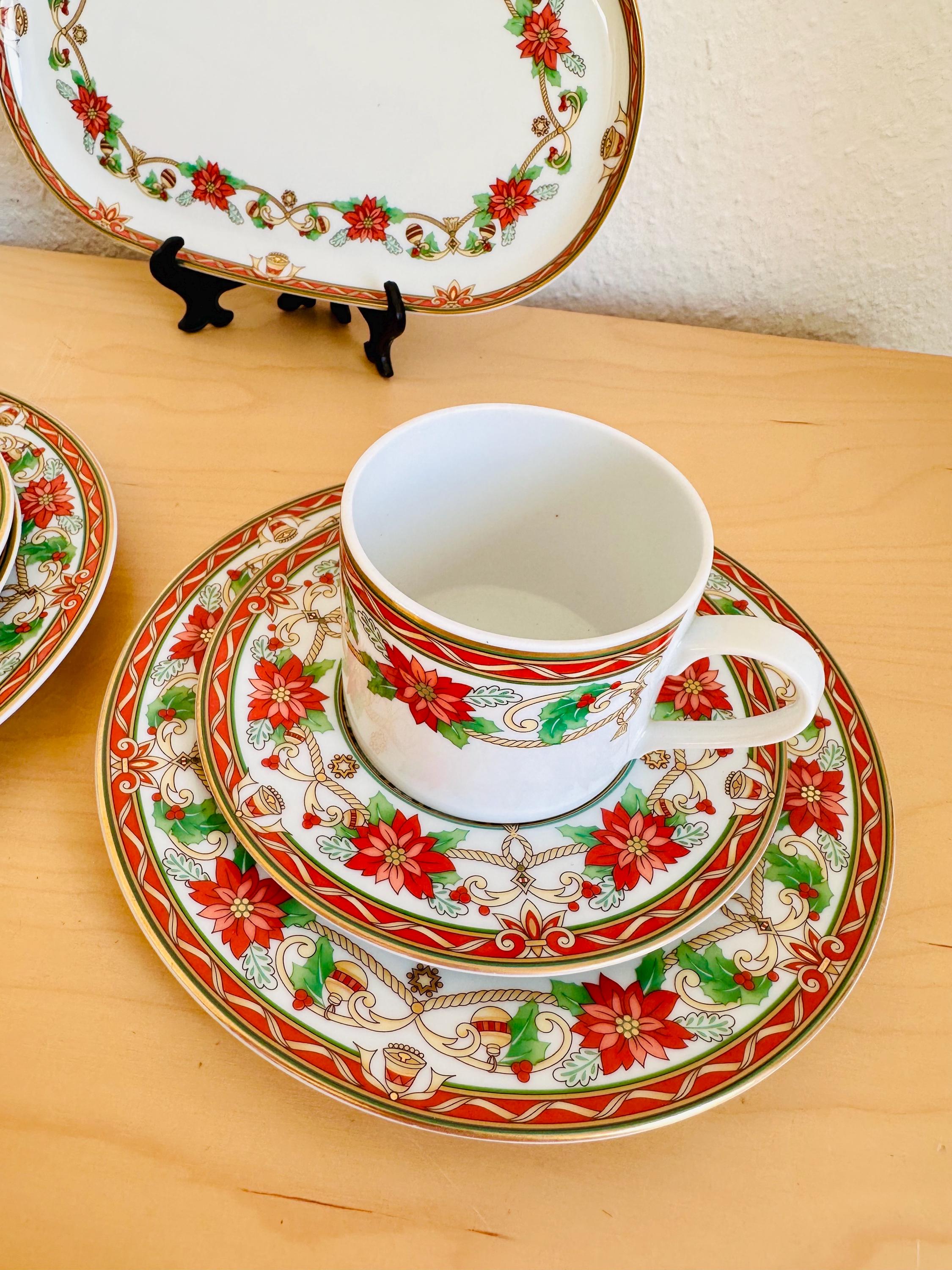Floral Christmas China Dinner Sets Small Vintage Christmas