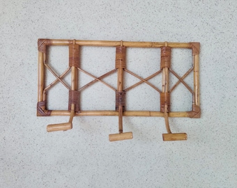 60er Jahre Garderobe Bambusholz Bambus Wandhaken retro shabby chic mid  century Hakenleiste bamboo hanger - Etsy.de