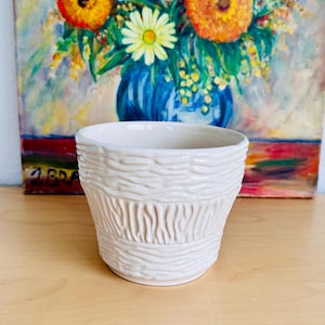 Vintage WGP Flower Pot by Uebelacker, Made in Western Germany | Rare White Ü-Keramik Mid Century Planter | Original MCM Plant Pot