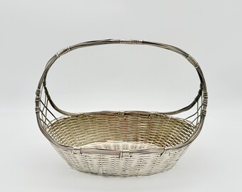 Vintage Silver Plated Wire Basket 1950s French Egg Bread Basket French Country Kitchen Easter Decor