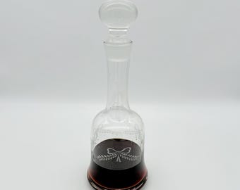 Antique Glass Decanter  1920s Art Nouveau Liqueur & Sherry Bottle with Ribbon Garland Design