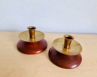 Vintage Mid Century Candle Holder Set (2) from Cowell Redwood State Park, California, Made in USA | Decorative Vintage Candle Holders