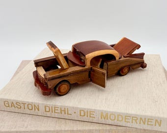 Vintage Wooden Cadillac Model Car Cuba Handmade Classic Car Decor