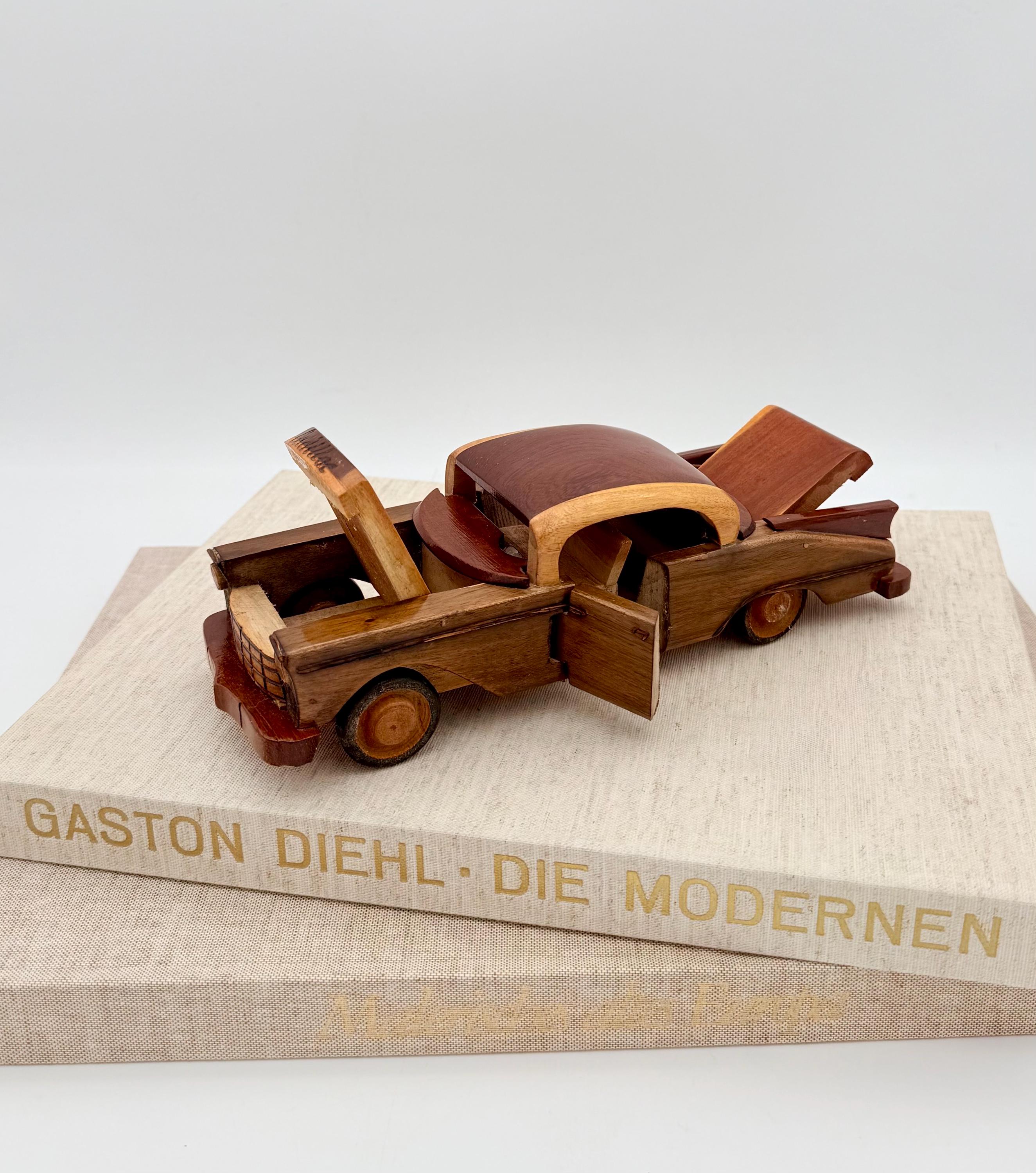 Vintage Wooden Cadillac Model Car Cuba Handmade Classic Car Decor